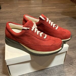 Naturalizer Abbott Red Leather Sneakers Women’s 9M Comfort Wedge Coastal Sporty